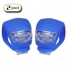 Super-Bright Waterproof Silicon LED Bike Light SET Front+Rear Safety Light Combo with Lithium Wafer Batteries 2pcs Blue - B00VUWOR1K
